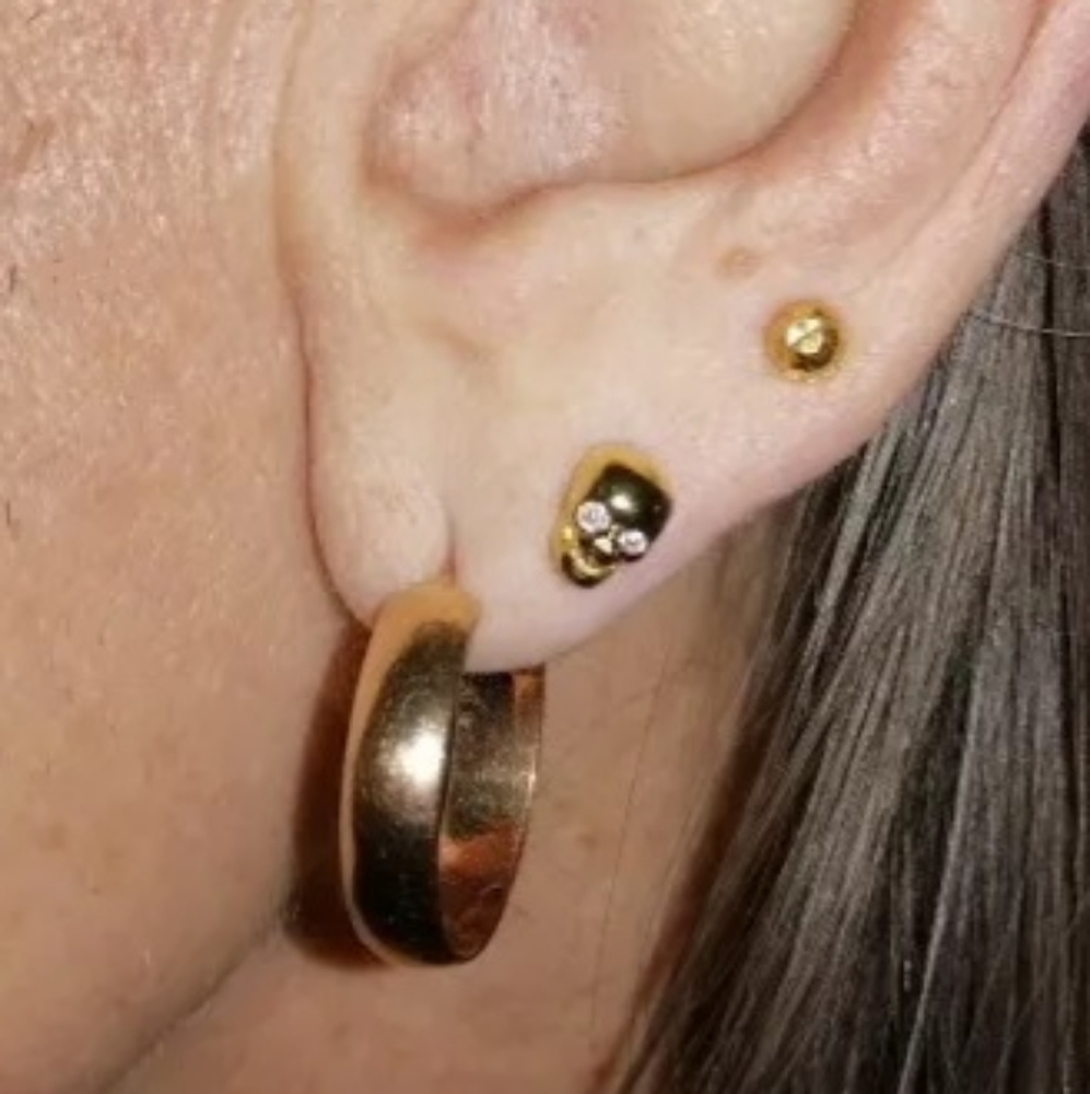 💀 925 Sterling Silver Skull Yellow Gold Plated CZ - Picture 14 of 15
